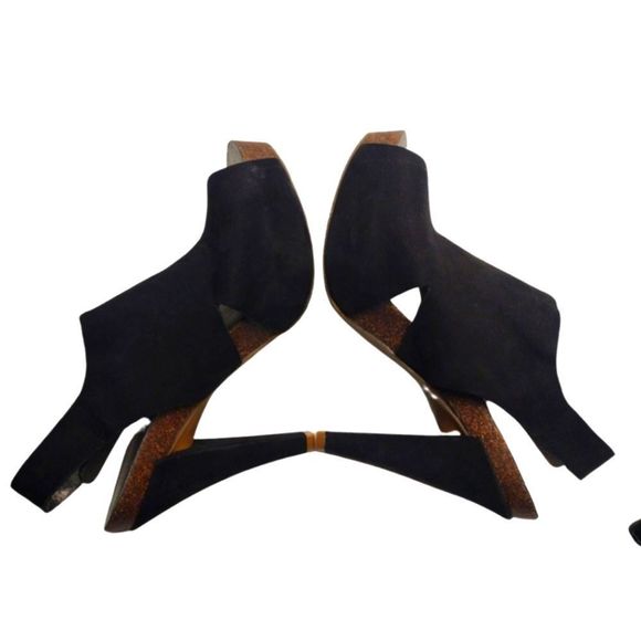 Nine West Black Suede Peep Toe Heel Ellis Size 7 - Picture 4 of 8